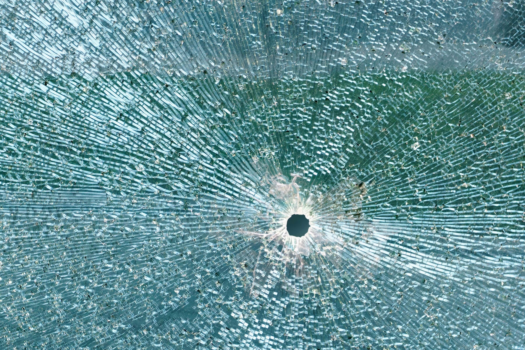 Bullet Proof Glass With "spider Web" Cracking